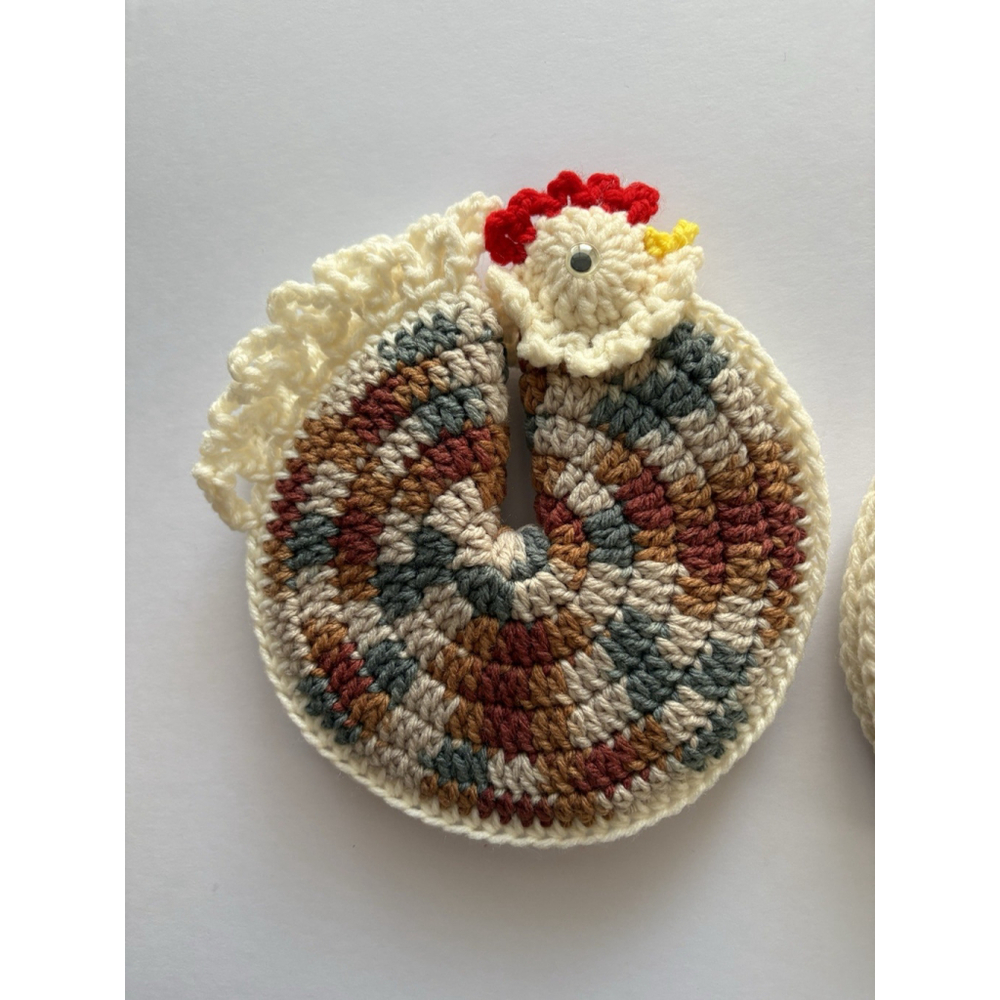 Handmade Crocheted Chicken/ Hen Kitchen Hot Pad /Pot Holder - Cottagecore Granny - Picture 4 of 9
